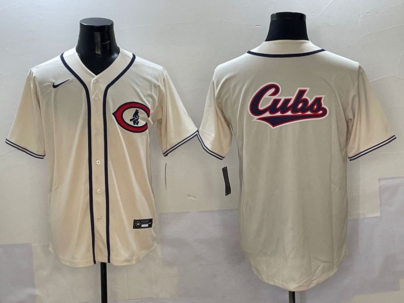 Men Chicago Cubs Blank Cream Throwback 2025 Nike MLB Jersey style 5->chicago cubs->MLB Jersey